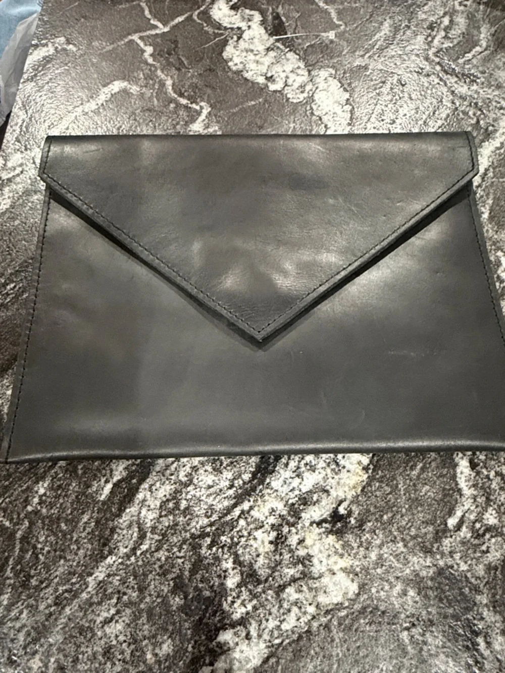 ABLE Black Leather Envelope Clutch